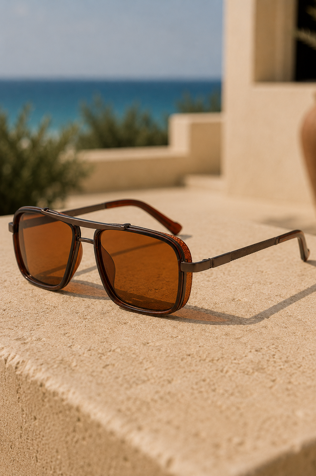 Men's Square Frame Sunglasses - Stainless Steel
