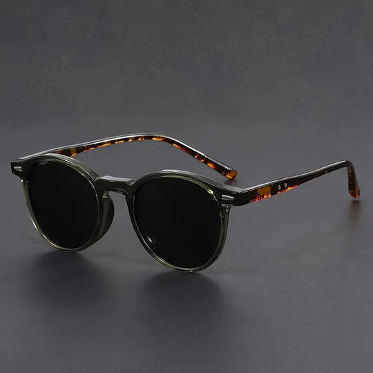Men's Round Retro Sunglasses – Lightweight Tortoise Frame