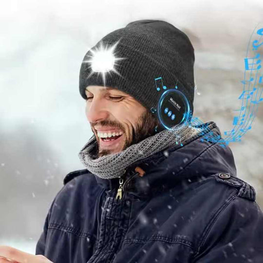 LED Bluetooth Beanie with Built-In Headphones & Light