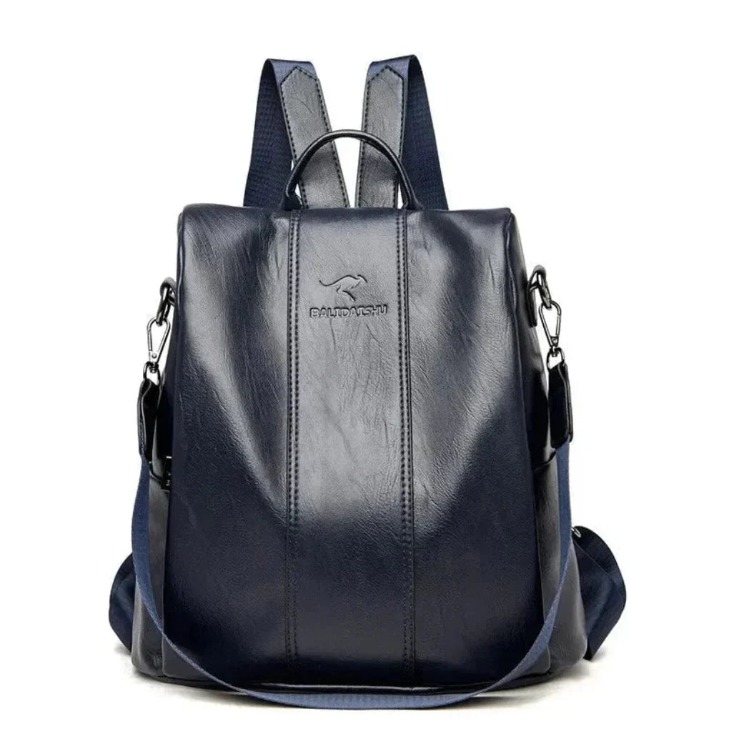 Women's Anti-Theft Leather Backpack, Compact