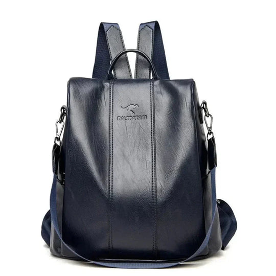 Women's Anti-Theft Leather Backpack, Compact