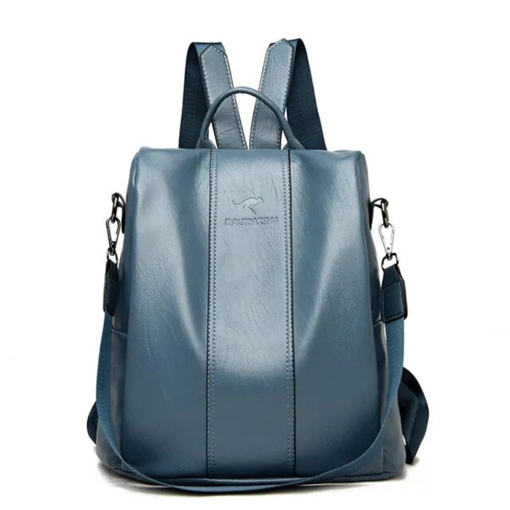 Women's Anti-Theft Leather Backpack, Compact