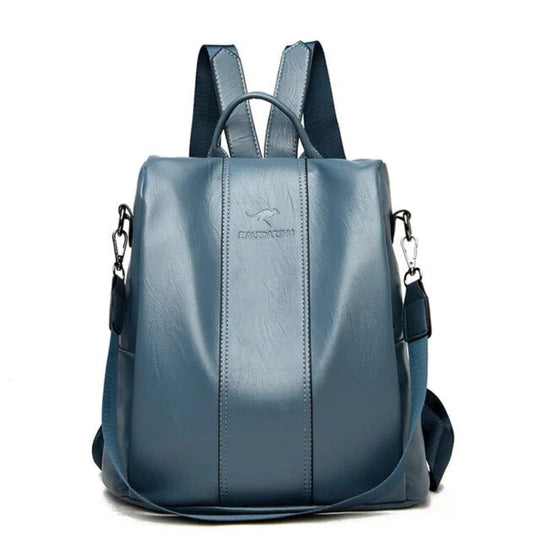 Women's Anti-Theft Leather Backpack, Compact