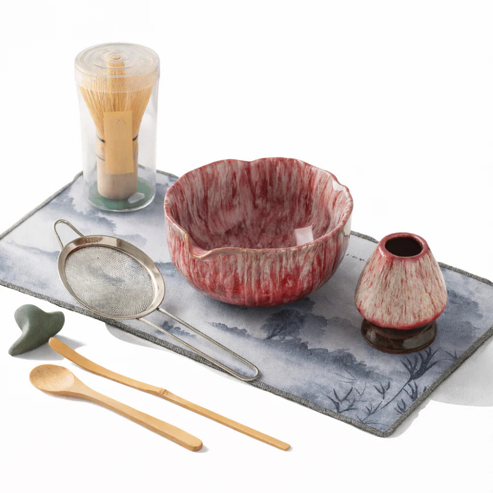 8-Piece Matcha Set - Handmade 550ml Ceramic Bowl & Bamboo Tools