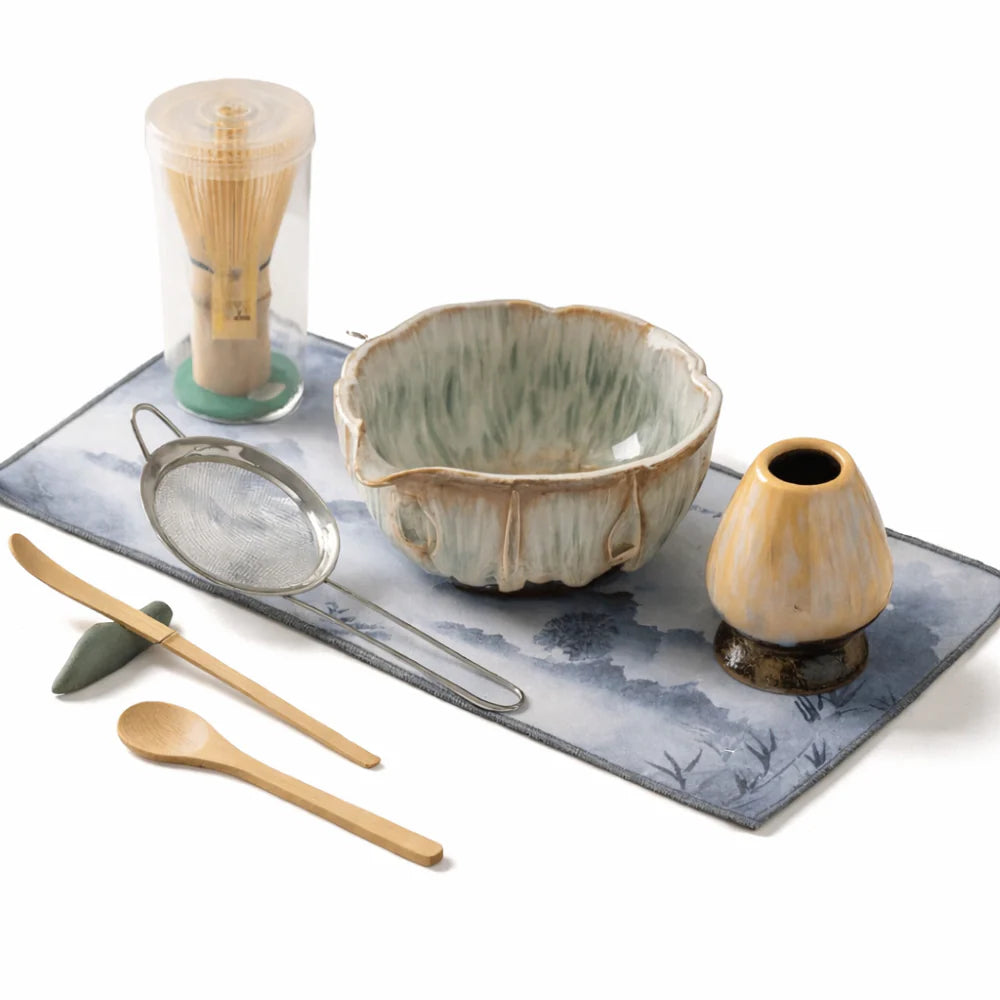 8-Piece Matcha Set - Handmade 550ml Ceramic Bowl & Bamboo Tools