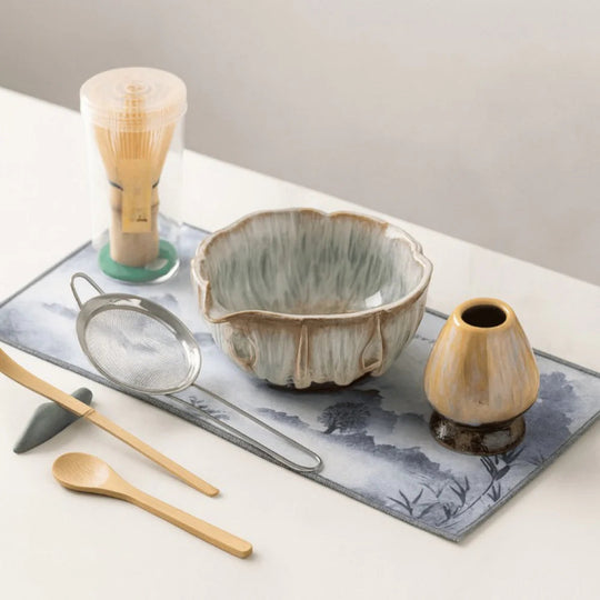 8-Piece Matcha Set - Handmade 550ml Ceramic Bowl & Bamboo Tools