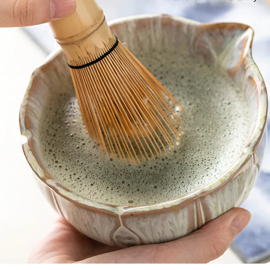 8-Piece Matcha Set - Handmade 550ml Ceramic Bowl & Bamboo Tools