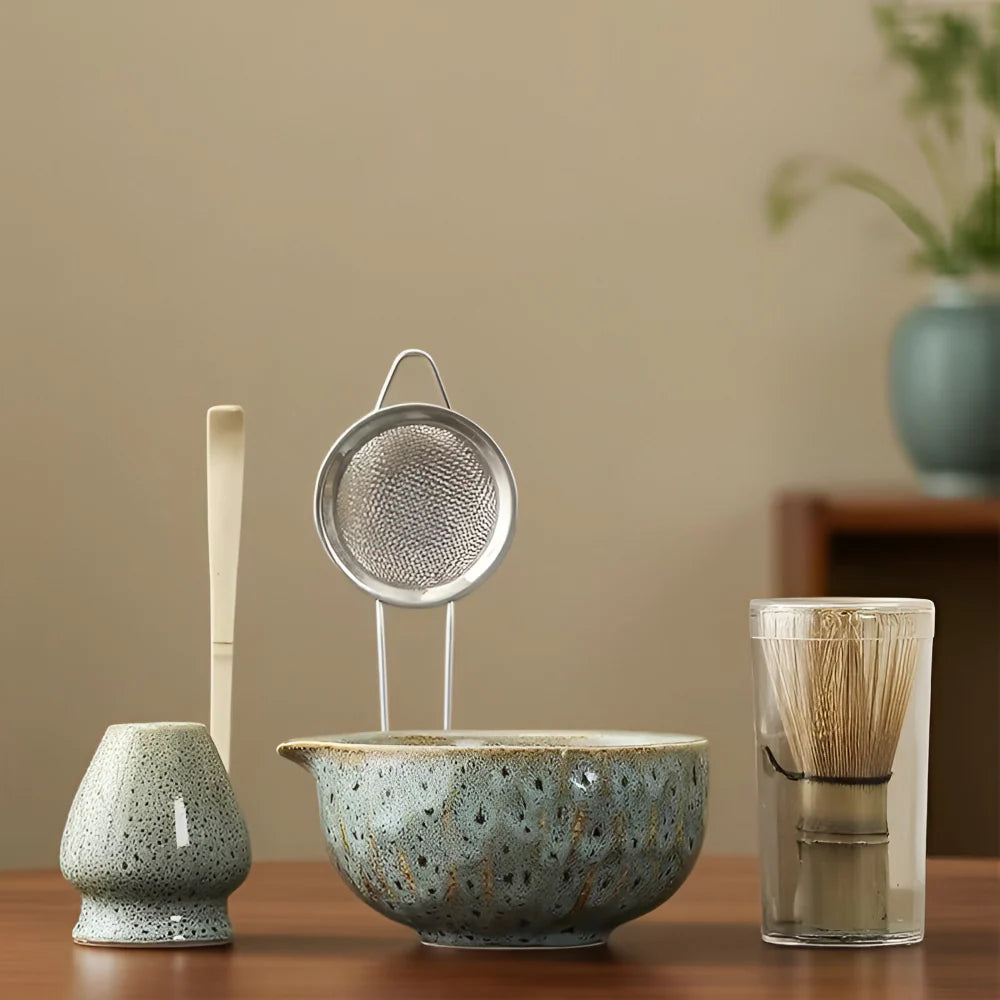 5-Piece Matcha Set - Ceramic Bowl & Bamboo Accessories
