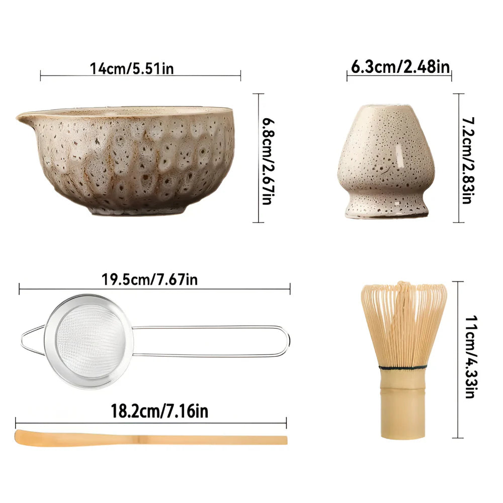 5-Piece Matcha Set - Ceramic Bowl & Bamboo Accessories