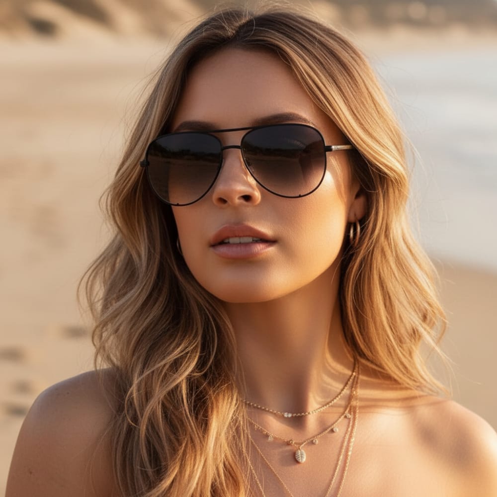 Aviator Sunglasses with Mirrored Lenses - UV400 Protection