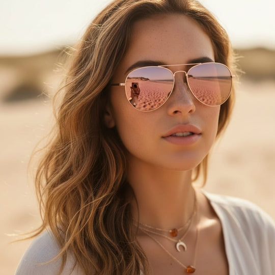 Aviator Sunglasses with Mirrored Lenses - UV400 Protection