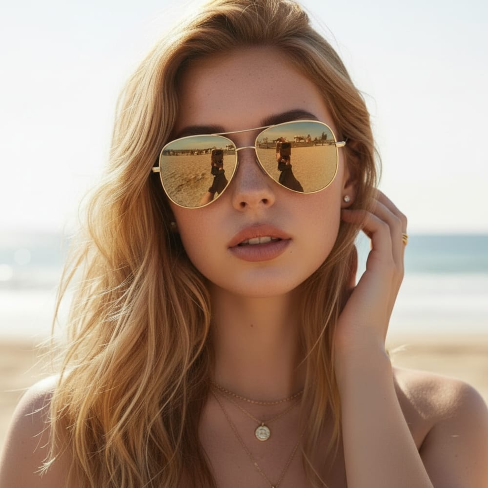 Aviator Sunglasses with Mirrored Lenses - UV400 Protection
