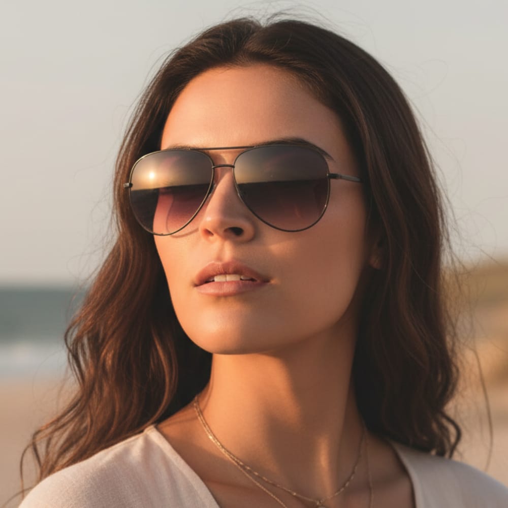 Aviator Sunglasses with Mirrored Lenses - UV400 Protection