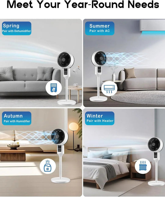 Adjustable Tripod Fan with 3D Oscillation - Whisper Quiet