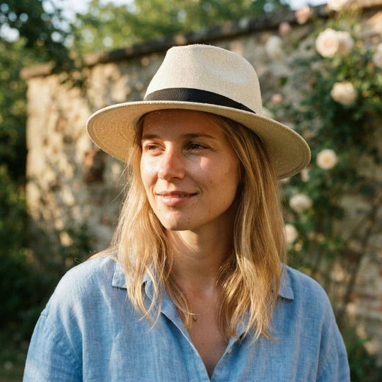 Handwoven Panama Fedora Straw Hat with UPF Sun Protection