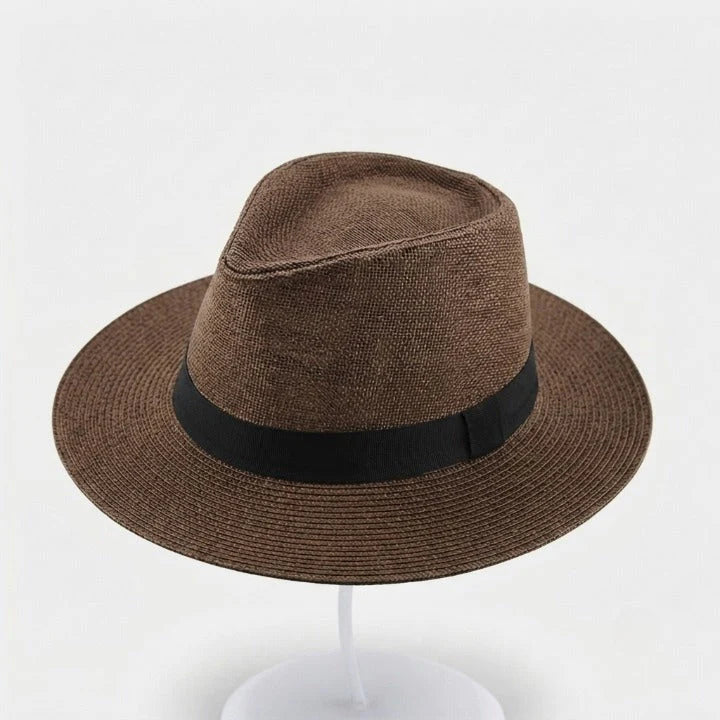 Handwoven Panama Fedora Straw Hat with UPF Sun Protection