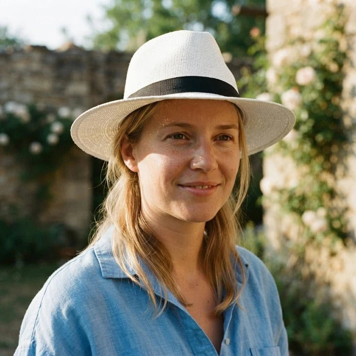 Handwoven Panama Fedora Straw Hat with UPF Sun Protection