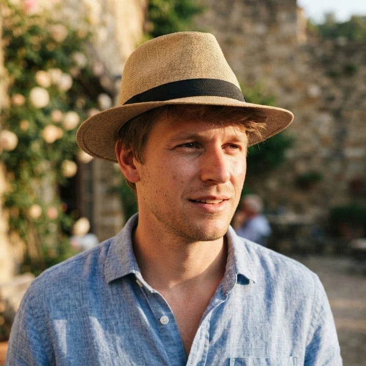 Handwoven Panama Fedora Straw Hat with UPF Sun Protection
