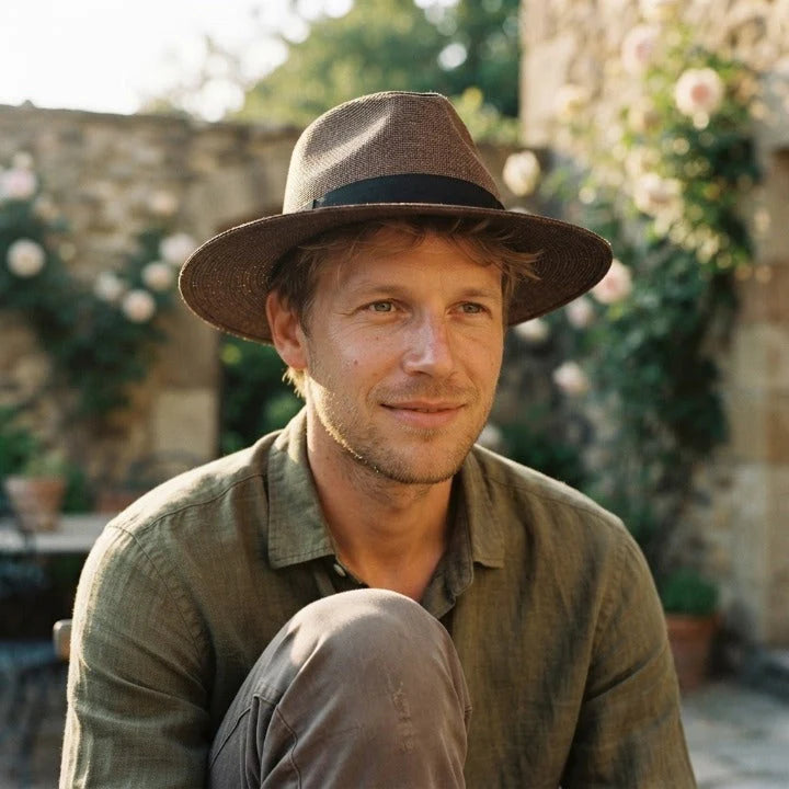Handwoven Panama Fedora Straw Hat with UPF Sun Protection
