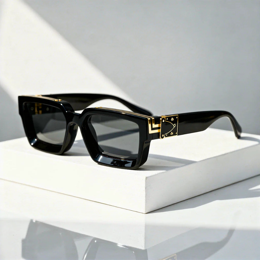 Square Sunglasses with Chevron Corners - UV400 Protection