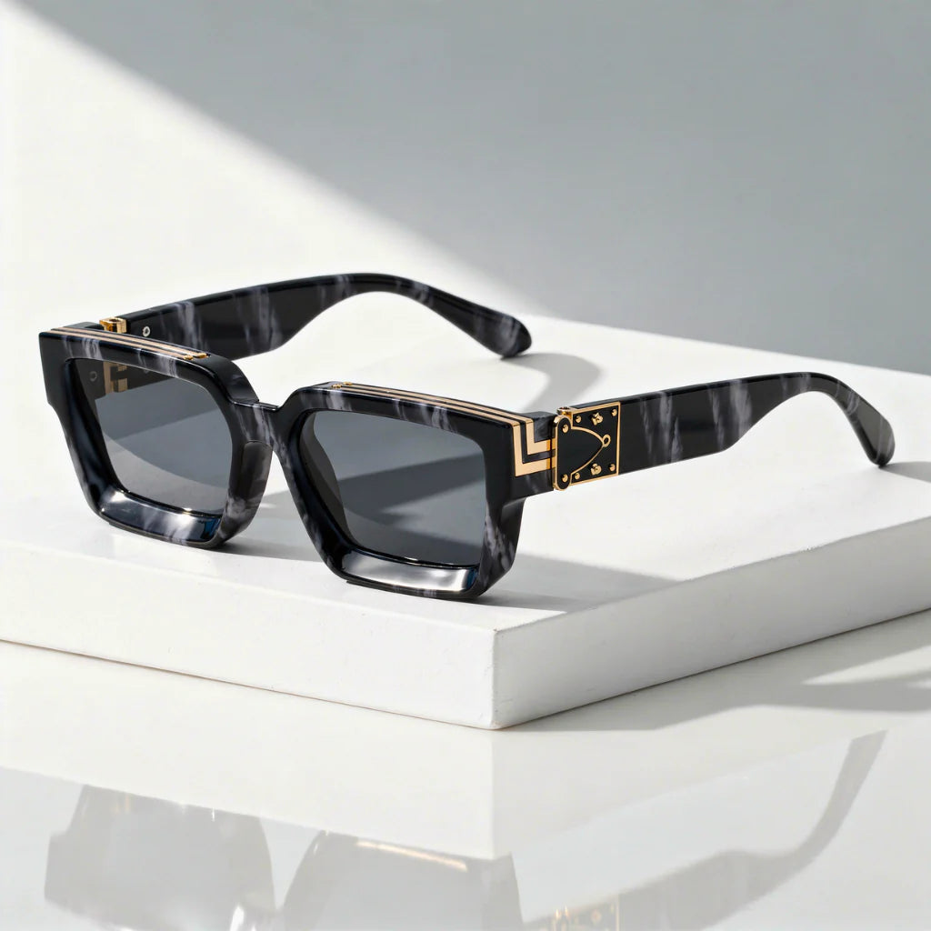 Square Sunglasses with Chevron Corners - UV400 Protection