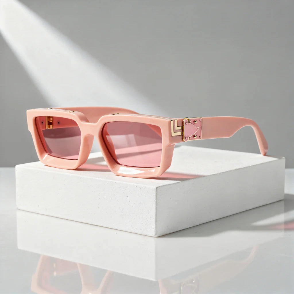 Square Sunglasses with Chevron Corners - UV400 Protection