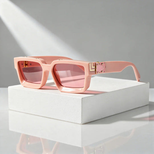 Square Sunglasses with Chevron Corners - UV400 Protection