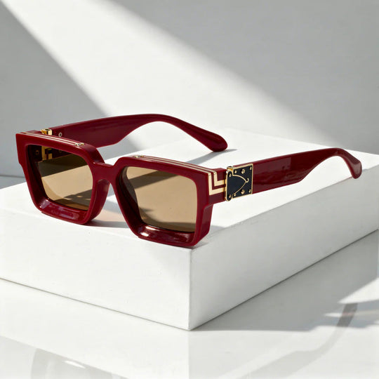 Square Sunglasses with Chevron Corners - UV400 Protection