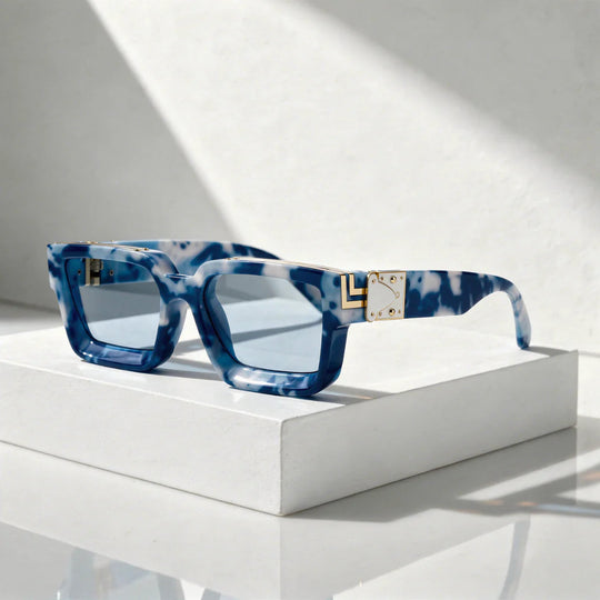 Square Sunglasses with Chevron Corners - UV400 Protection