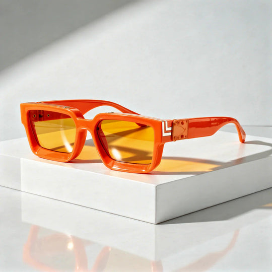 Square Sunglasses with Chevron Corners - UV400 Protection