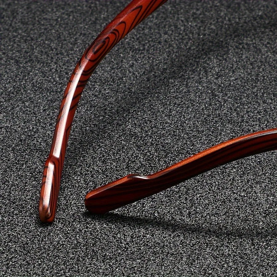Square Sunglasses with Wooden Accents - UV Protection