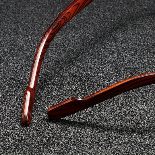 Square Sunglasses with Wooden Accents - UV Protection