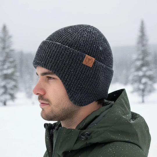 Fleece-Lined Winter Beanie with Ear Flaps for Outdoor