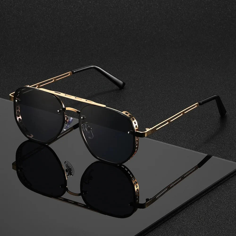 Aviator Sunglasses with Gold-Tone Frame & UV Protection