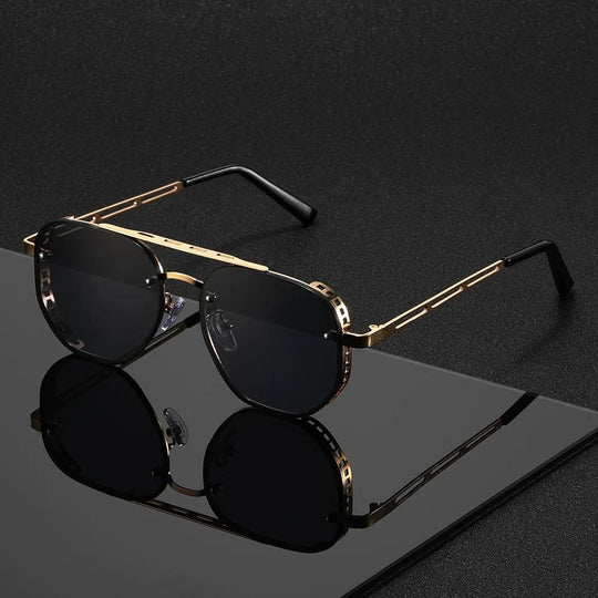 Aviator Sunglasses with Gold-Tone Frame & UV Protection
