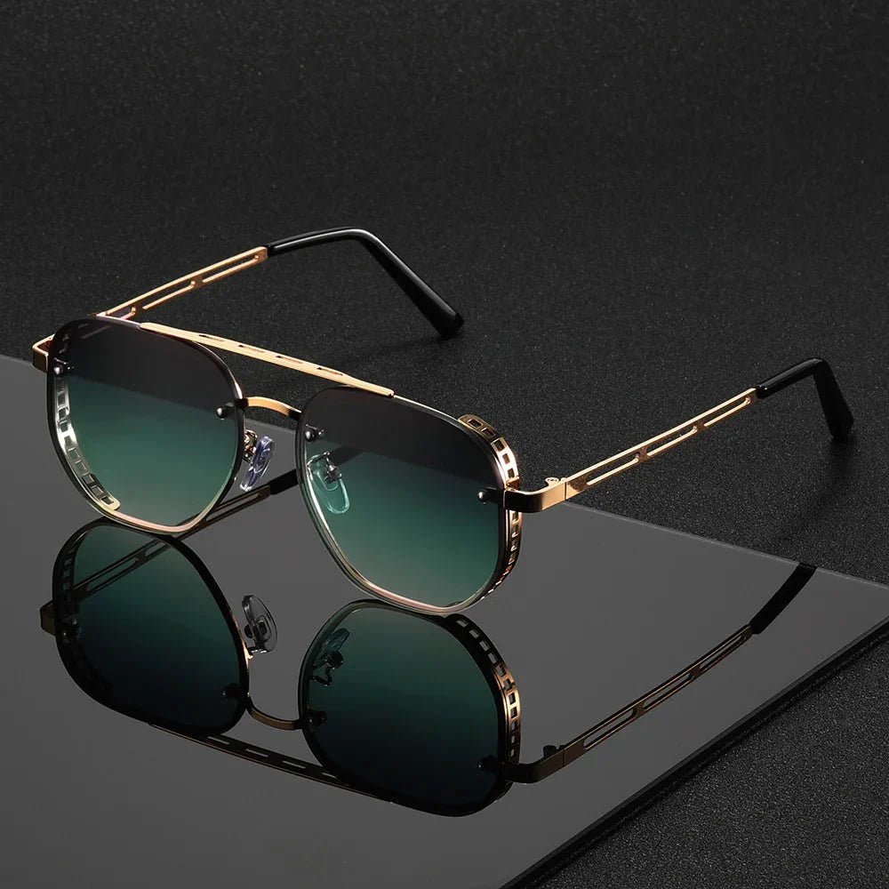 Aviator Sunglasses with Gold-Tone Frame & UV Protection
