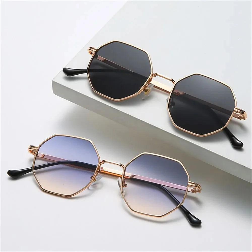 Metal Frame Sunglasses with UV Protection - Tetragon Style