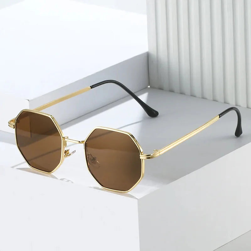 Metal Frame Sunglasses with UV Protection - Tetragon Style