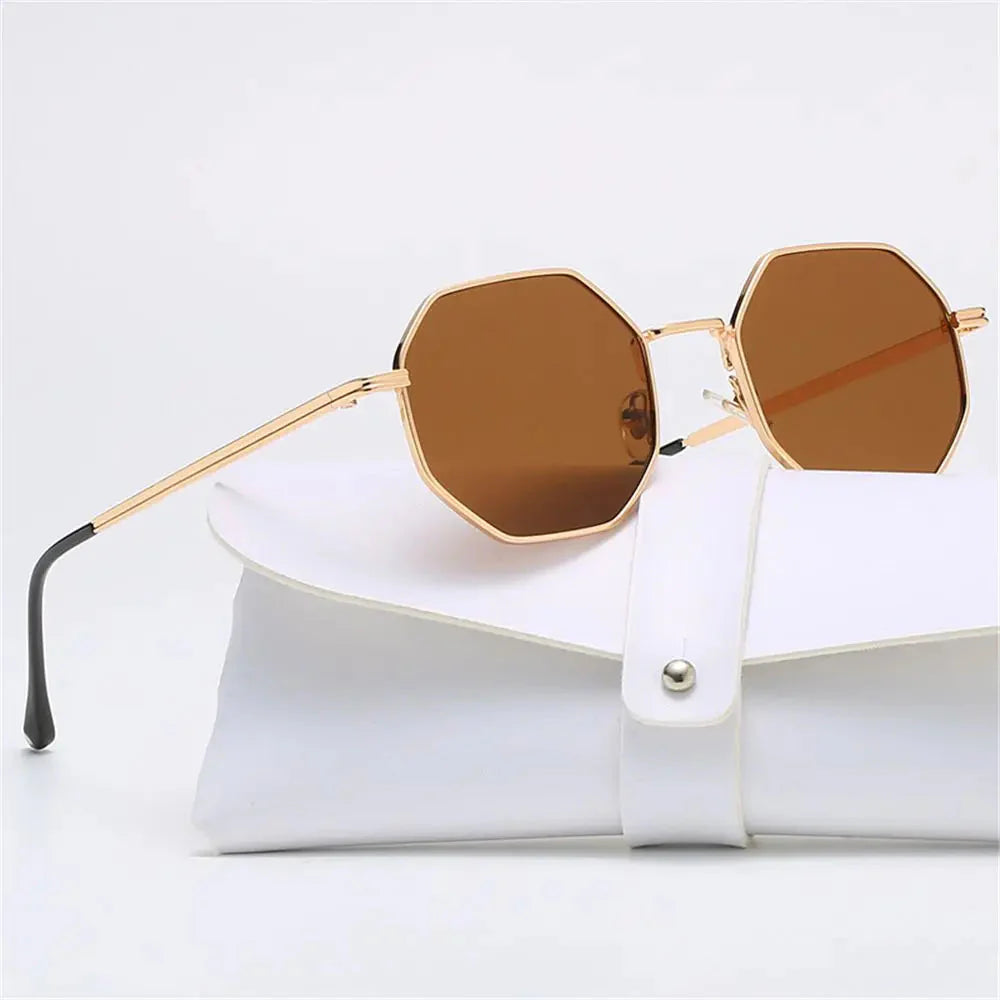 Metal Frame Sunglasses with UV Protection - Tetragon Style
