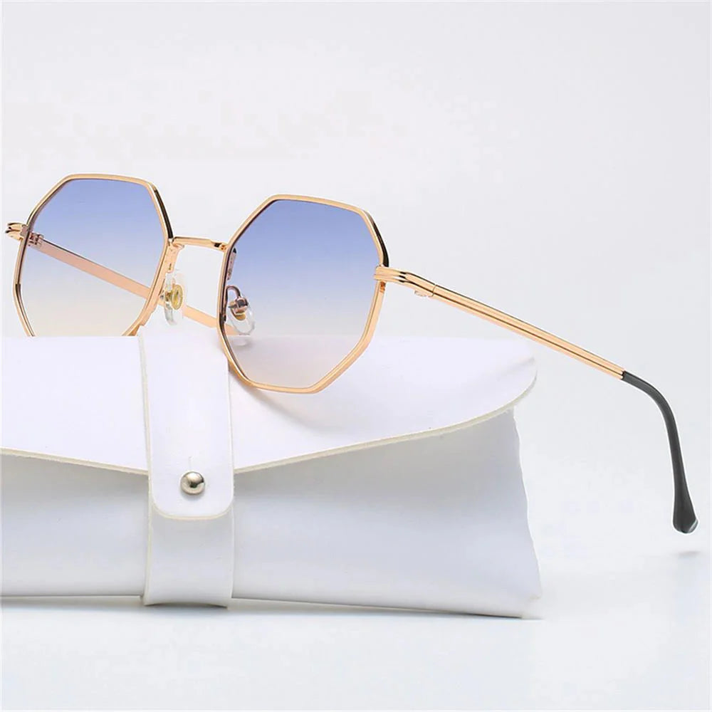 Metal Frame Sunglasses with UV Protection - Tetragon Style