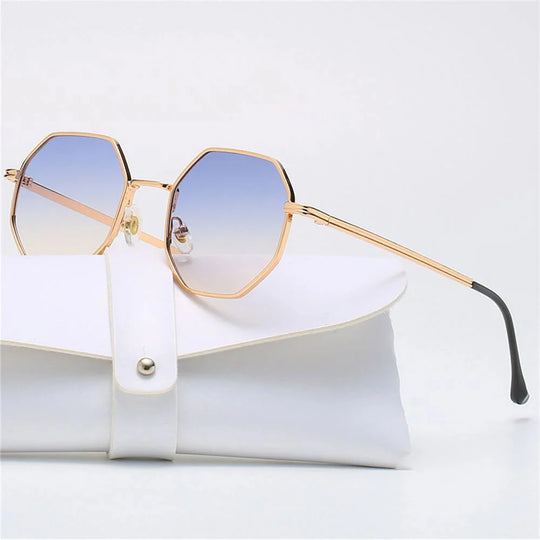 Metal Frame Sunglasses with UV Protection - Tetragon Style