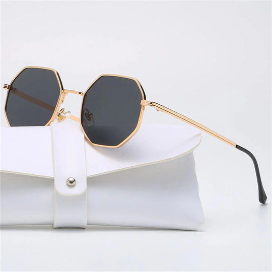 Metal Frame Sunglasses with UV Protection - Tetragon Style